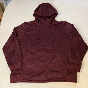Men's Under Armour Fleece Long Sleeve Cold Gear Pull Over Hoodie Size Lg Maroon